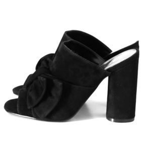 Black suede mules